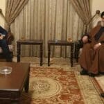 Irans Außenminister Hossein Amir-Abdollahian bei einem Treffen mit Hisbollah-Führer Hassan Nasrallah im Januar