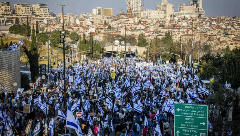 Protest gegen die von der israelischen Regierung geplante Justizreform in Jerusalem