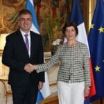 Israels Außenminister Eli Cohen und seine französische Amtskollegin Catherine Colonna