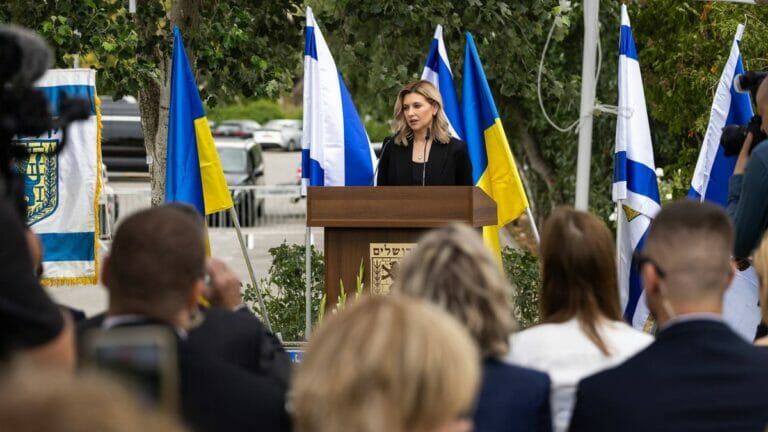 Die First Lady der Ukraine, Olena Selenska, bei ihrem Israelbesuch Mitte Juni