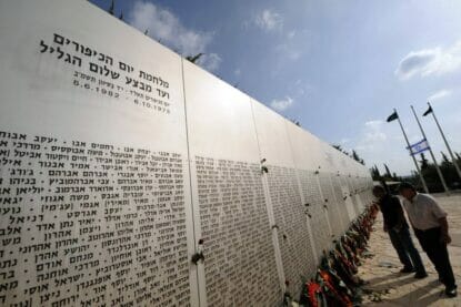 Gedenktafeln mit den Namen der israelischen Opfer des Jom-Kippur-Krieges. (© imago images/Xinhua)