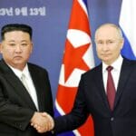 Kim Jong-un und Russlands Präsidenten Putin bei ihrem Treffen am 13. September. (imago images/UPI Photo)