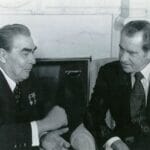 KPdSU-Generalsekretär Leonid Breschnew und US-Präsident Richard Nixon bei einem Gipfeltreffen in Washington wenige Monate vor dem Jom-Kippur-Krieg. (© imago images/ZUMA/Keystone)
