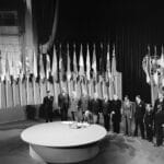 Unterzeichnung der UN-Charta am 26. Juni 1945. Artikel 51 der Charta enthält das Selbstverteidigungsrecht gegen einen bewaffneten Angriff. (© imago images/United Archives International)