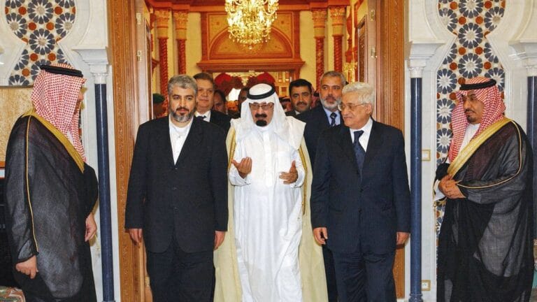 Hamas-Führer Mashal und Fatah-Führer Abbas zu Gast beim saudischen König im Jahr 2007
