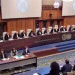 Die Richter des Internationalen Gerichtshofs bei der Anordnung provisorischer Maßnahmen am 26. Januar 2024. (© imago images/UPI Photo)