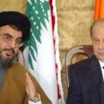 Libanons ehemaliger Präsident Aoun mit Hisbollah-Chef Nasrallah im Jahr 2006
