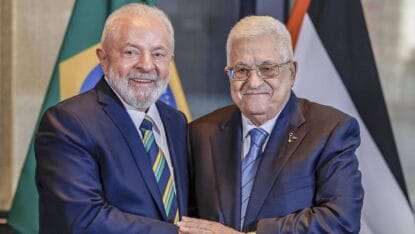 Brasiliens Präsident Lula da Silva mit dem Präsident der Palästinensischen Autonomiebehörde Mahmud Abbas