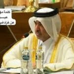 Das Mitglied des katarischen Schura-Rats Essa Al-Nassr bei seiner Rede vor der Arabischen Liga